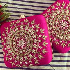 Pink and Majenta color Clutches in Synthetic fabric with Embroidered, Thread work : 1617875