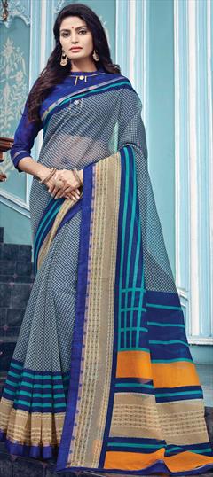 Casual, Traditional Blue color Saree in Art Silk, Silk fabric with Bengali, South Printed work : 1618175