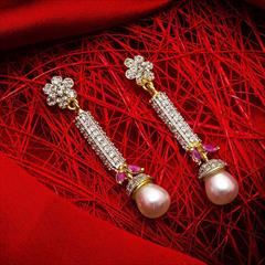 Pink and Majenta, White and Off White color Earrings in Metal Alloy studded with Austrian diamond & Gold Rodium Polish : 1619396
