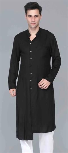 Black and Grey color Kurta in Rayon fabric with Thread work : 1619996