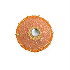 Multicolor color Ring in Brass studded with Kundan, Pearl & Gold Rodium Polish : 1621497