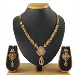 Gold color Necklace in Metal Alloy studded with CZ Diamond & Gold Rodium Polish : 1621970