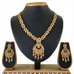 Gold color Necklace in Metal Alloy studded with CZ Diamond & Gold Rodium Polish : 1622212