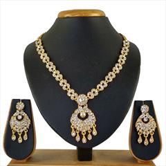 Yellow color Necklace in Metal Alloy studded with CZ Diamond & Gold Rodium Polish : 1622213