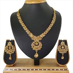 Gold color Necklace in Metal Alloy studded with CZ Diamond & Gold Rodium Polish : 1622533