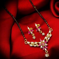 Pink and Majenta color Mangalsutra in Metal Alloy studded with Austrian diamond & Gold Rodium Polish : 1622741
