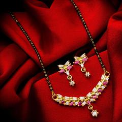 Pink and Majenta color Mangalsutra in Metal Alloy studded with Austrian diamond & Gold Rodium Polish : 1622745