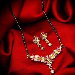 Pink and Majenta color Mangalsutra in Metal Alloy studded with Austrian diamond & Gold Rodium Polish : 1622752