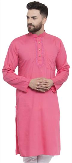 Pink and Majenta color Kurta in Blended Cotton fabric with Embroidered, Thread work : 1624014