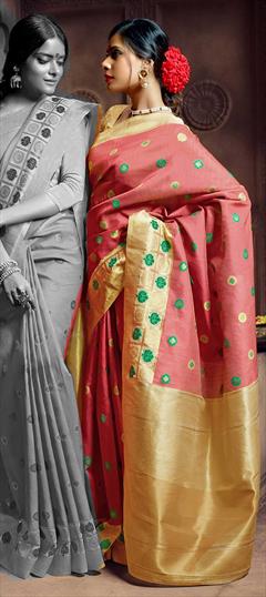 Traditional Pink and Majenta color Saree in Banarasi Silk, Silk fabric with South Weaving work : 1624208
