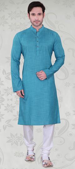 Blue color Kurta Pyjamas in Cotton fabric with Thread work : 1626331