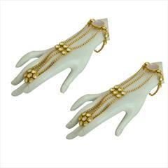 White and Off White color Haath Paan in Brass studded with Kundan & Gold Rodium Polish : 1626998