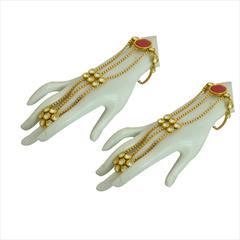 White and Off White color Haath Paan in Brass studded with Kundan & Gold Rodium Polish : 1627000