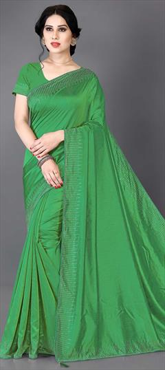 Casual, Traditional Green color Saree in Art Silk, Silk fabric with South Stone work : 1627306