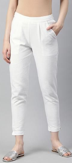 Casual White and Off White color Jeggings in Cotton fabric with Thread work : 1627324