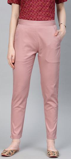 Casual Pink and Majenta color Jeggings in Cotton fabric with Thread work : 1627363
