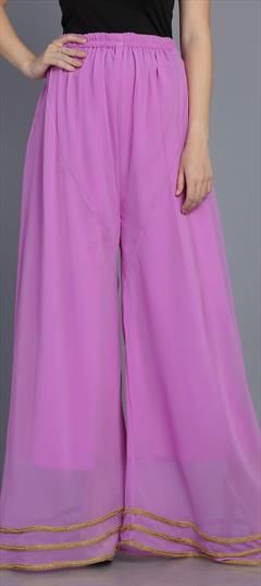 Casual Pink and Majenta color Palazzo in Georgette fabric with Thread work : 1628343