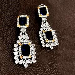 Blue, White and Off White color Earrings in Metal Alloy studded with CZ Diamond & Gold Rodium Polish : 1629568