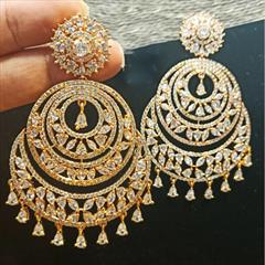 White and Off White color Earrings in Metal Alloy studded with CZ Diamond & Gold Rodium Polish : 1629570