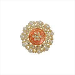 Pink and Majenta color Ring in Brass studded with Kundan & Gold Rodium Polish : 1629835