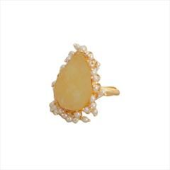 Gold color Ring in Brass studded with CZ Diamond & Gold Rodium Polish : 1629840