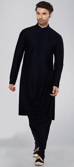 Black and Grey color Kurta Pyjamas in Lycra fabric with Thread work : 1630502