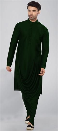 Green color Kurta Pyjamas in Lycra fabric with Thread work : 1630503