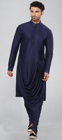 Blue color Kurta Pyjamas in Lycra fabric with Thread work : 1630507