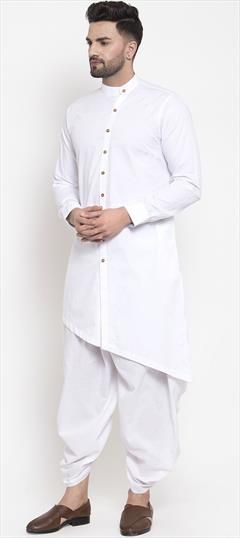 White and Off White color Dhoti Kurta in Cotton fabric with Thread work : 1630586
