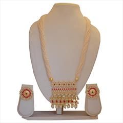 Red and Maroon, White and Off White color Pendant in Metal Alloy studded with Kundan, Pearl & Gold Rodium Polish : 1630739