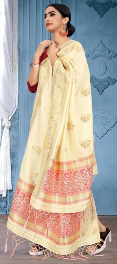 Casual Beige and Brown color Dupatta in Banarasi Silk fabric with Weaving work : 1631412