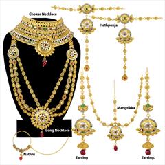 Multicolor color Necklace in Metal Alloy studded with Austrian diamond, Kundan & Gold Rodium Polish : 1633014
