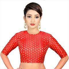 Red and Maroon color Blouse in Brocade fabric with Weaving work : 1635738