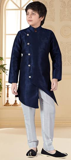 Blue color Boys Indo-Western in Bangalore Silk fabric with Thread work : 1636061