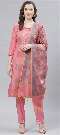Party Wear Pink and Majenta color Salwar Kameez in Art Silk fabric with Straight Digital Print work : 1636635