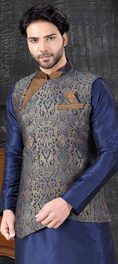 Multicolor color Nehru Jacket in Jacquard fabric with Weaving work : 1636763