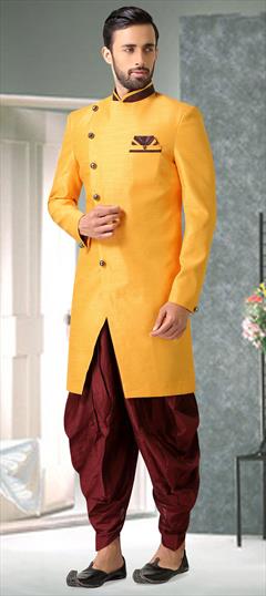 Yellow color IndoWestern Dress in Silk fabric with Thread work : 1637066