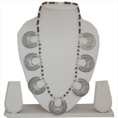 Silver color Necklace in Brass studded with Beads & Silver Rodium Polish : 1637103