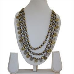 Gold and Silver color Necklace in Brass studded with Beads & Gold and Silver Rodium Polish : 1637126