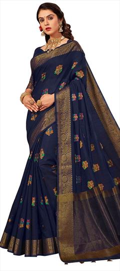 Casual, Traditional Blue color Saree in Art Silk, Silk fabric with South Weaving work : 1638107