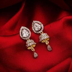 White and Off White color Earrings in Metal Alloy studded with CZ Diamond & Gold Rodium Polish : 1640884