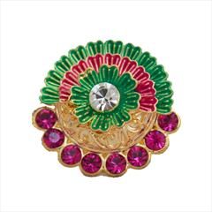 Green, Pink and Majenta color Ring in Brass studded with CZ Diamond & Gold Rodium Polish : 1642345