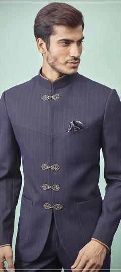 Blue color Jodhpuri Suit in Imported fabric with Broches work : 1643155