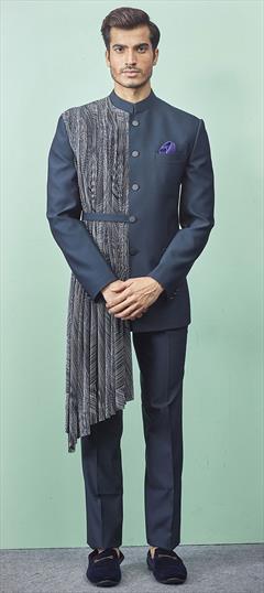 Blue color Jodhpuri Suit in Imported fabric with Thread work : 1643191