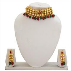 Multicolor color Necklace in Copper studded with Kundan & Gold Rodium Polish : 1644333