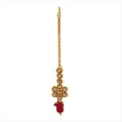White and Off White color Mang Tikka in Copper studded with Kundan & Gold Rodium Polish : 1644497