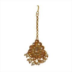 Gold color Mang Tikka in Copper studded with Kundan & Gold Rodium Polish : 1644503