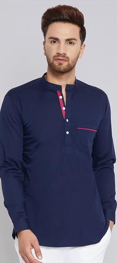 Blue color Kurta in Cotton fabric with Thread work : 1644889