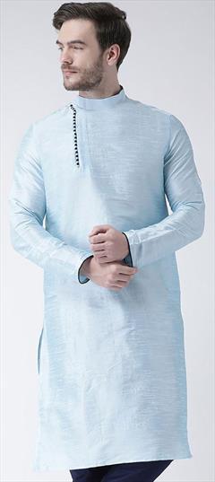 Blue color Kurta in Dupion Silk fabric with Thread work : 1645374
