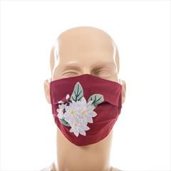Casual Red and Maroon color Cloth Mask in Cotton fabric with Embroidered work : 1645986